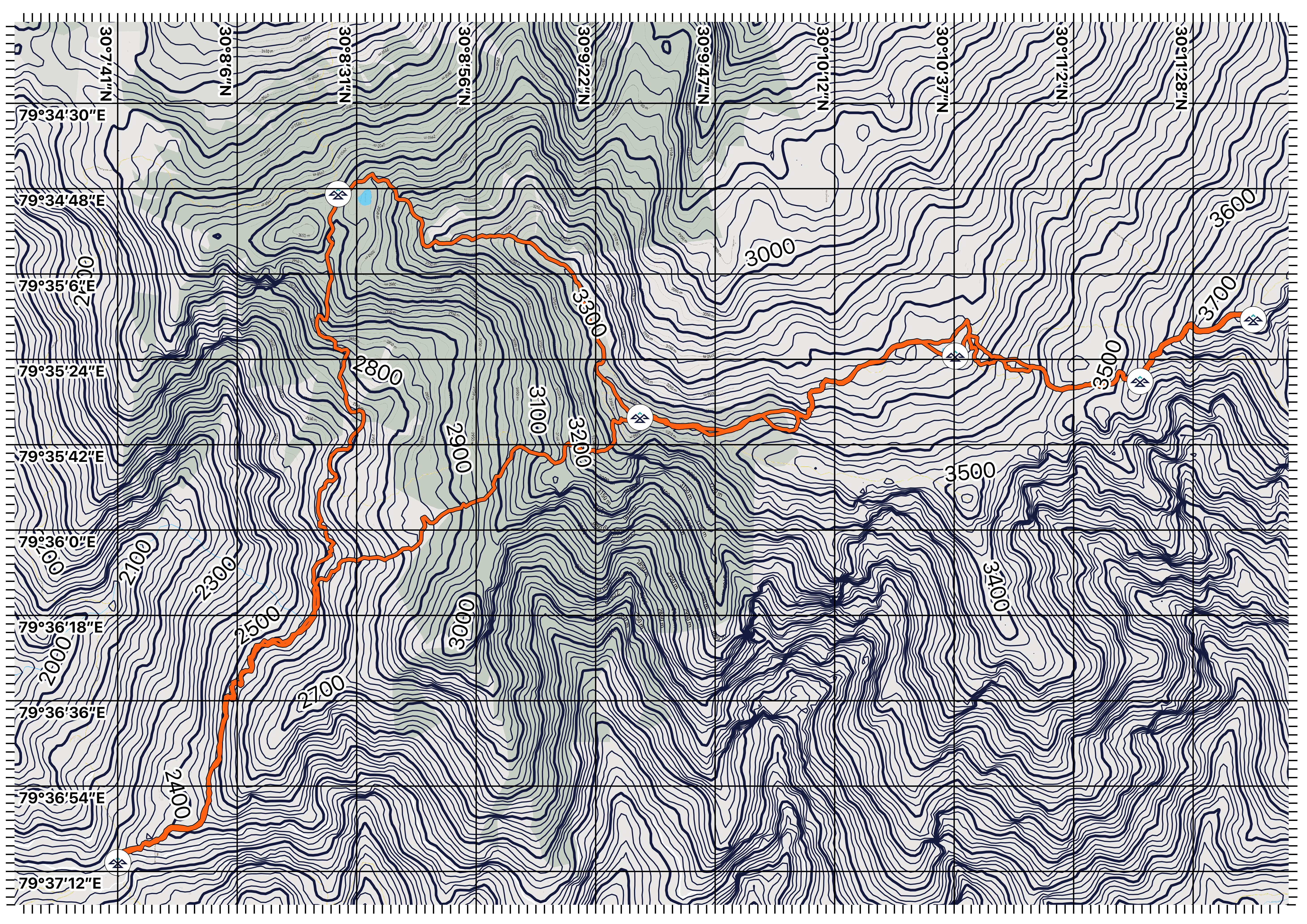 Brahmatal contour map by owls adventures
