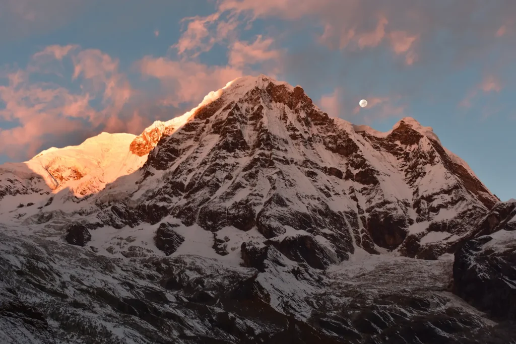 Mt Annapurna appears mesmersing. The mighty mountains keep you company throughout the Annapurna Base Camp Trek.